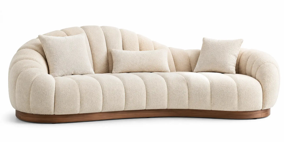 Divano, seduta a coste e braccioli arrotondati, beige/marrone