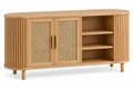 Credenza, ante intrecciate e ripiani laterali, marrone