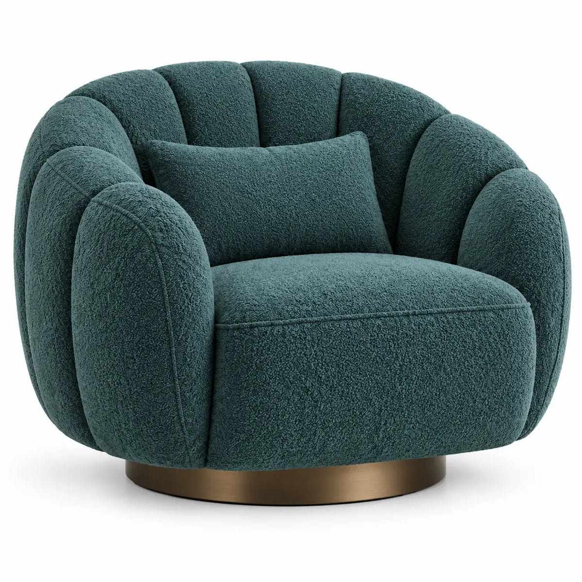 Poltrona, schienale a spicchi e base circolare, blu/oro
